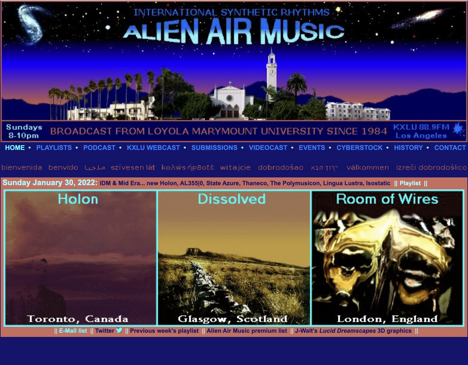 Dissolved, Morphology, Isostatic, Room of Wires all feature on Alien Air Music on Radio KXLU